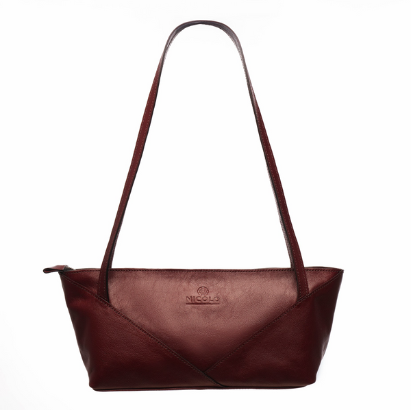 Nicolo Bag Natural Leather Burgundy, BAG3RED